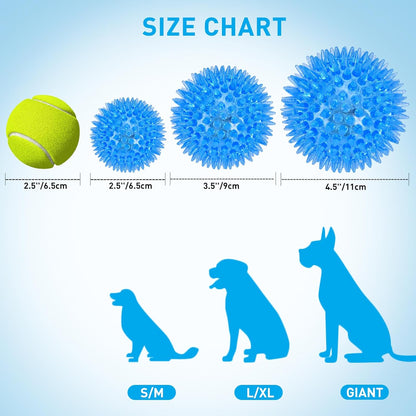 6-Pack 2.5” LED Light-Up Squeaky Dog Toy Balls ，Durable Interactive Glow Fetch Toys for Aggressive Chewers，Bpa Free Non-Toxic, Spiky Puppy Chew Balls
